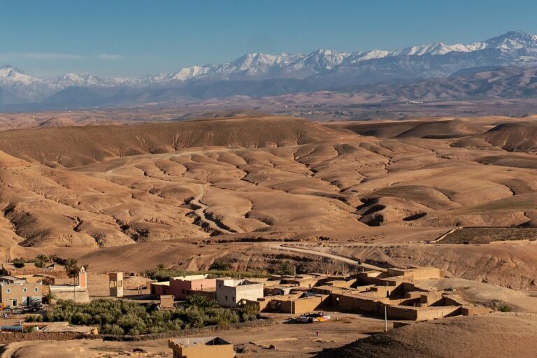 Vue de l'Atlas depuis le désert d'Agafay